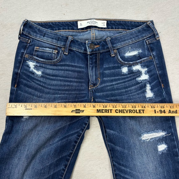 Abercrombie & Fitch Medium Wash Straight Leg Low Rise Jeans Size 4 LONG U - Picture 4 of 11